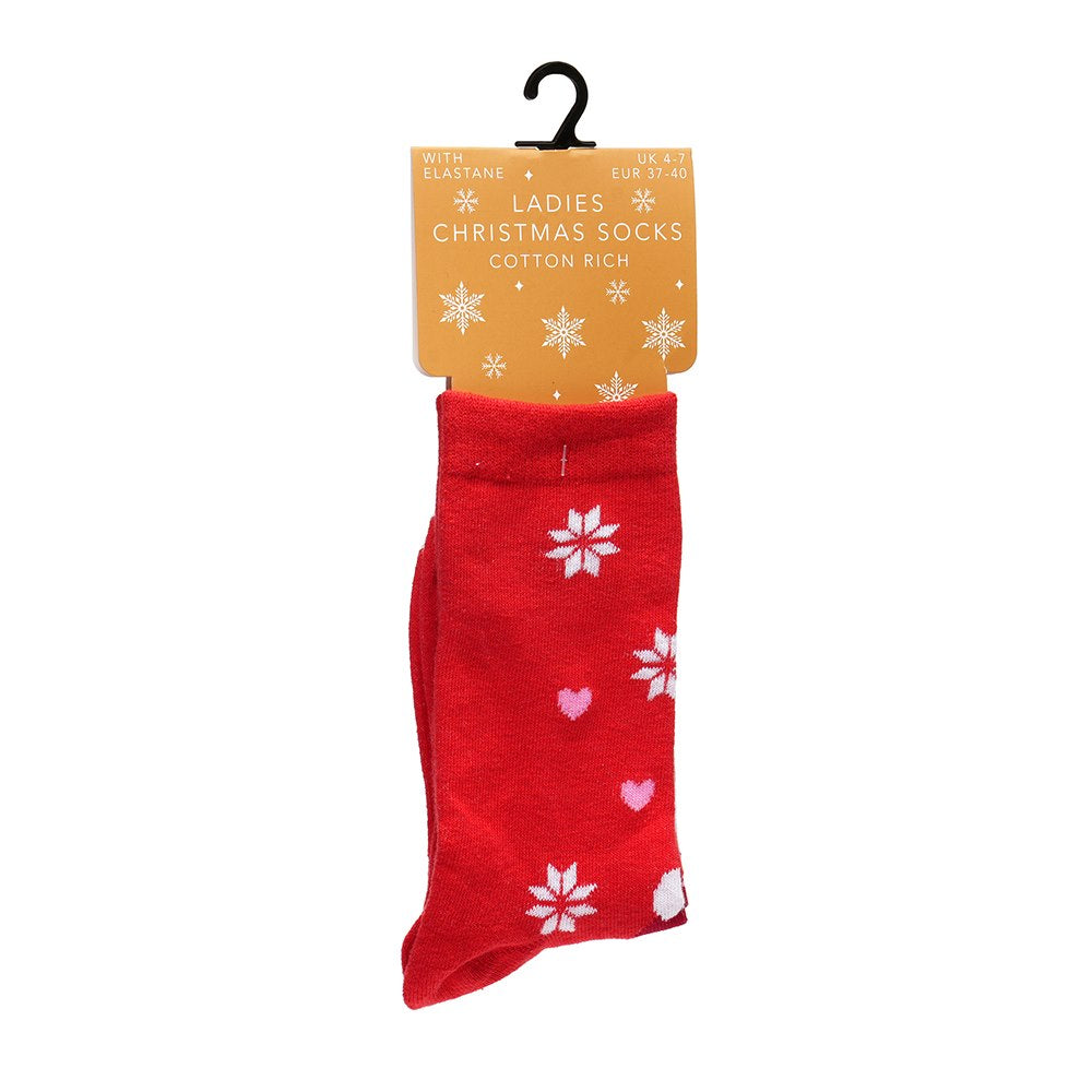 4 Pack Ladies Christmas Novelty Socks Secret Santa Party Stocking Filler Cotton