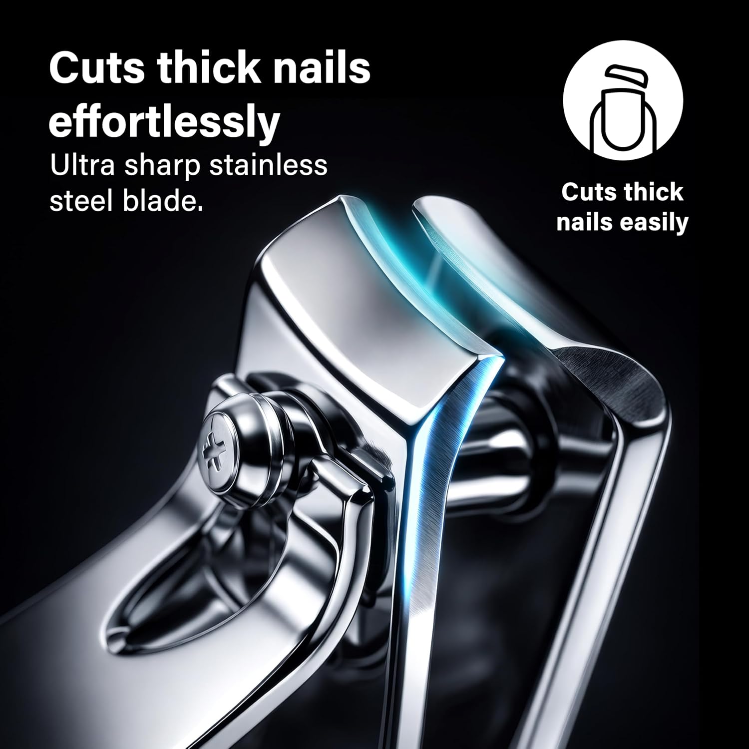 360° Easy Hold Nail Clipper Non Slip Handle Sharp Stainless Steel Thick Nails