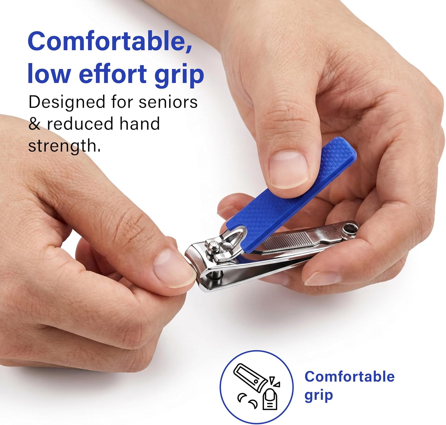 360° Easy Hold Nail Clipper Non Slip Handle Sharp Stainless Steel Thick Nails