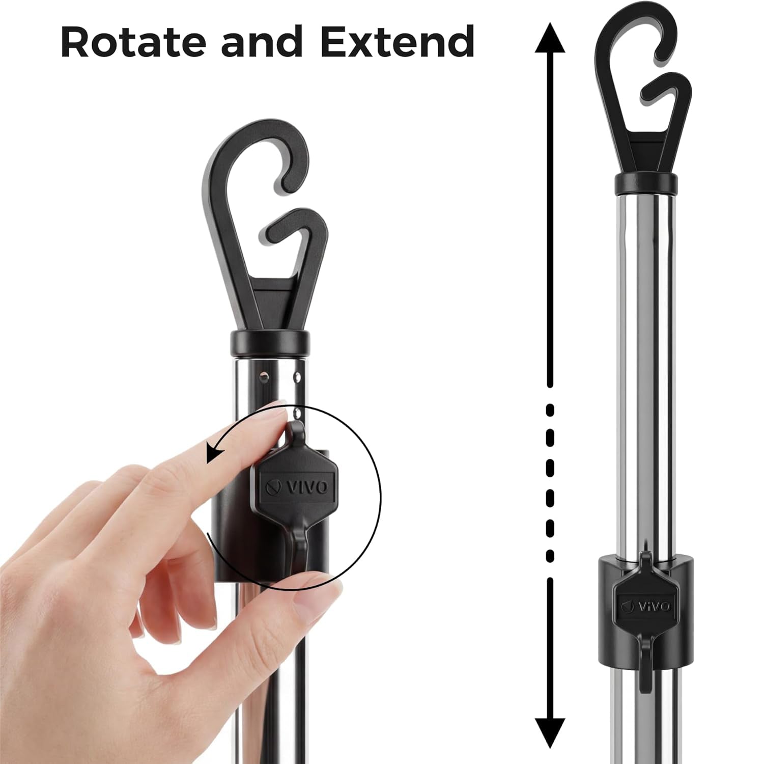 2.4m Stainless Steel Washing Line Prop Adjustable Clothes Laundry Support Pole