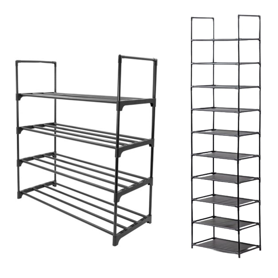 4 & 10 Tier Shoe Rack Organiser Heavy Duty Metal Frame Multi Shelf Storage Stand