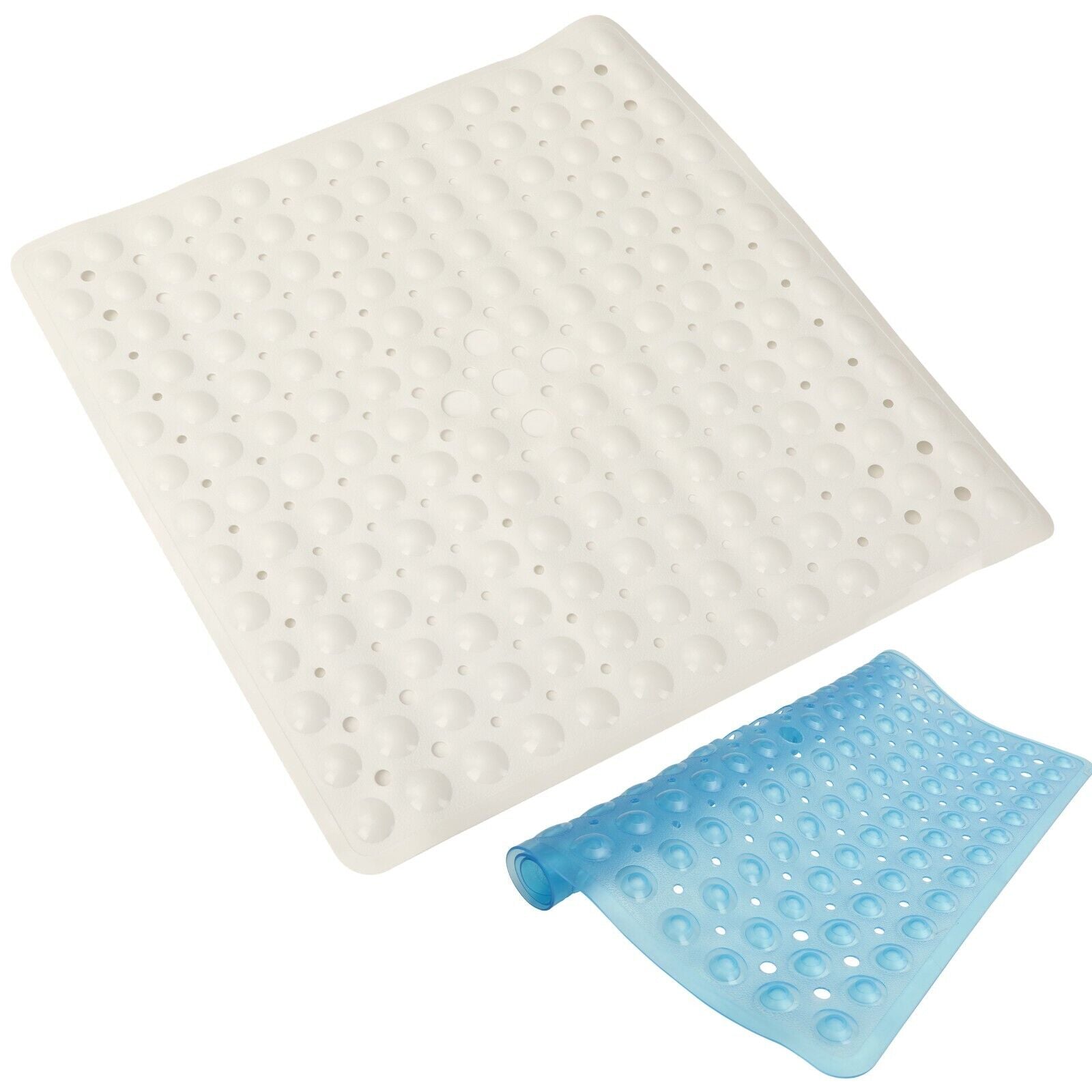 Bath Shower Mat Anti Slip Non slip Washable Drain Holes Suction Cups 53x53cm Squ