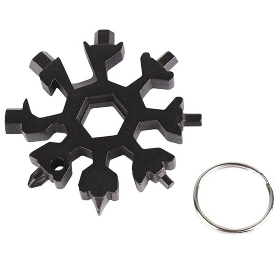 18 In 1 DIY Stainless Multi-Tool Portable Snowflake Shape Key Chain Screwdriver