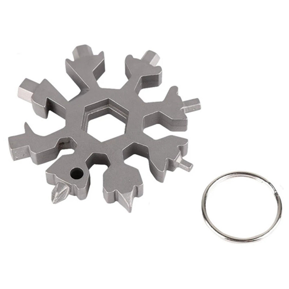 18 In 1 DIY Stainless Multi-Tool Portable Snowflake Shape Key Chain Screwdriver