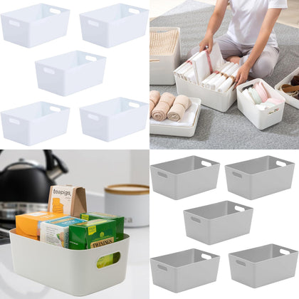 5 Pcs Plastic Storage Baskets with Handle Rectangular Home & Kitchen Storage Box