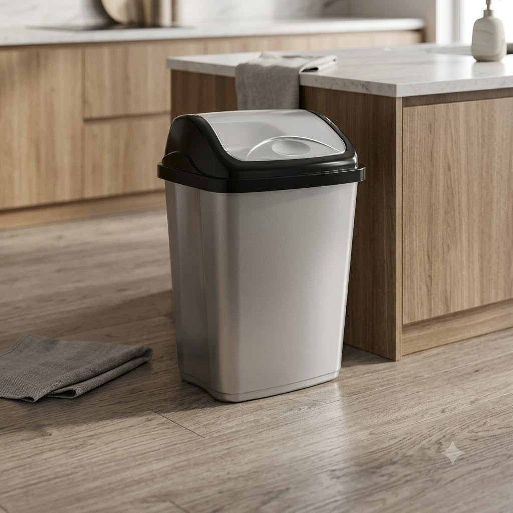 5L 10L 16L Swing Top Waste Rubbish Bin Plastic Kitchen Bathroom Office Dustbin