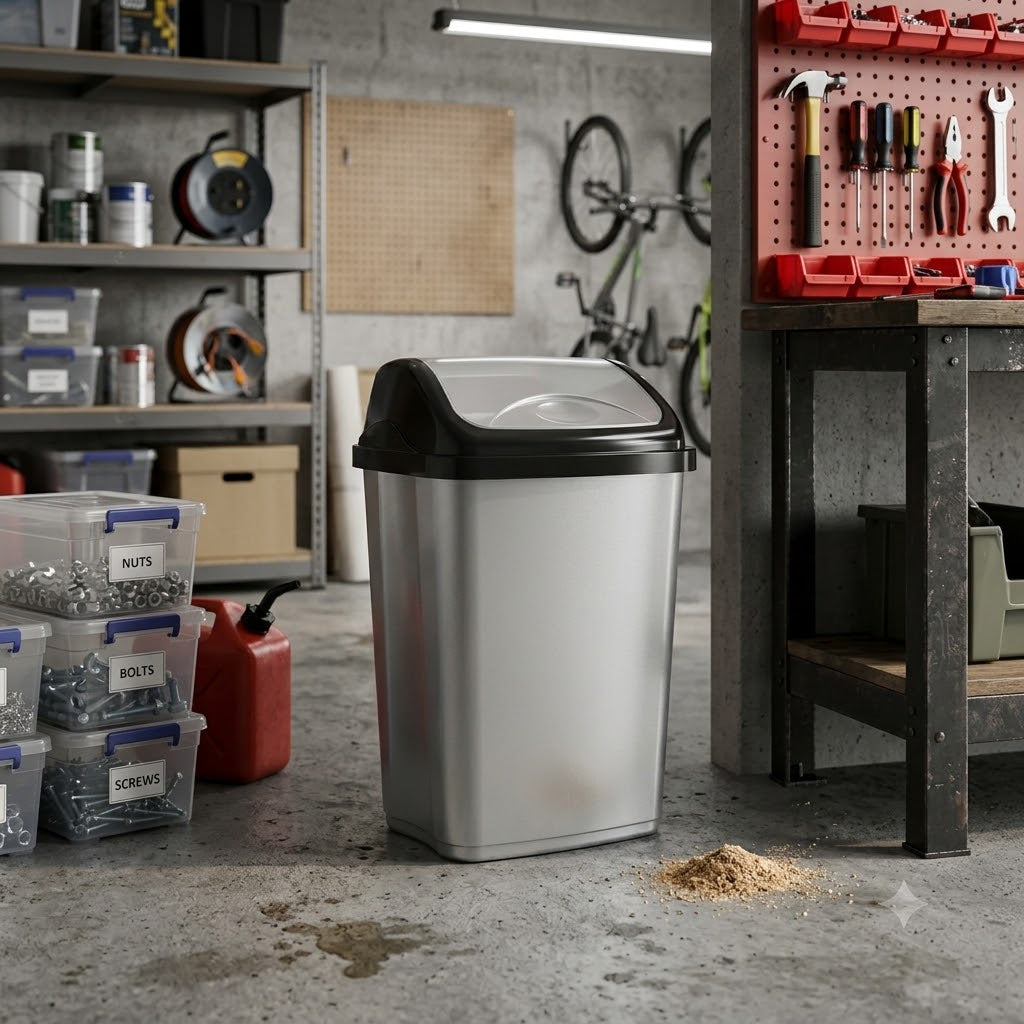 5L 10L 16L Swing Top Waste Rubbish Bin Plastic Kitchen Bathroom Office Dustbin