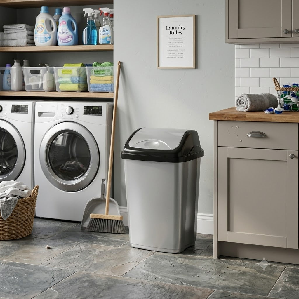 5L 10L 16L Swing Top Waste Rubbish Bin Plastic Kitchen Bathroom Office Dustbin