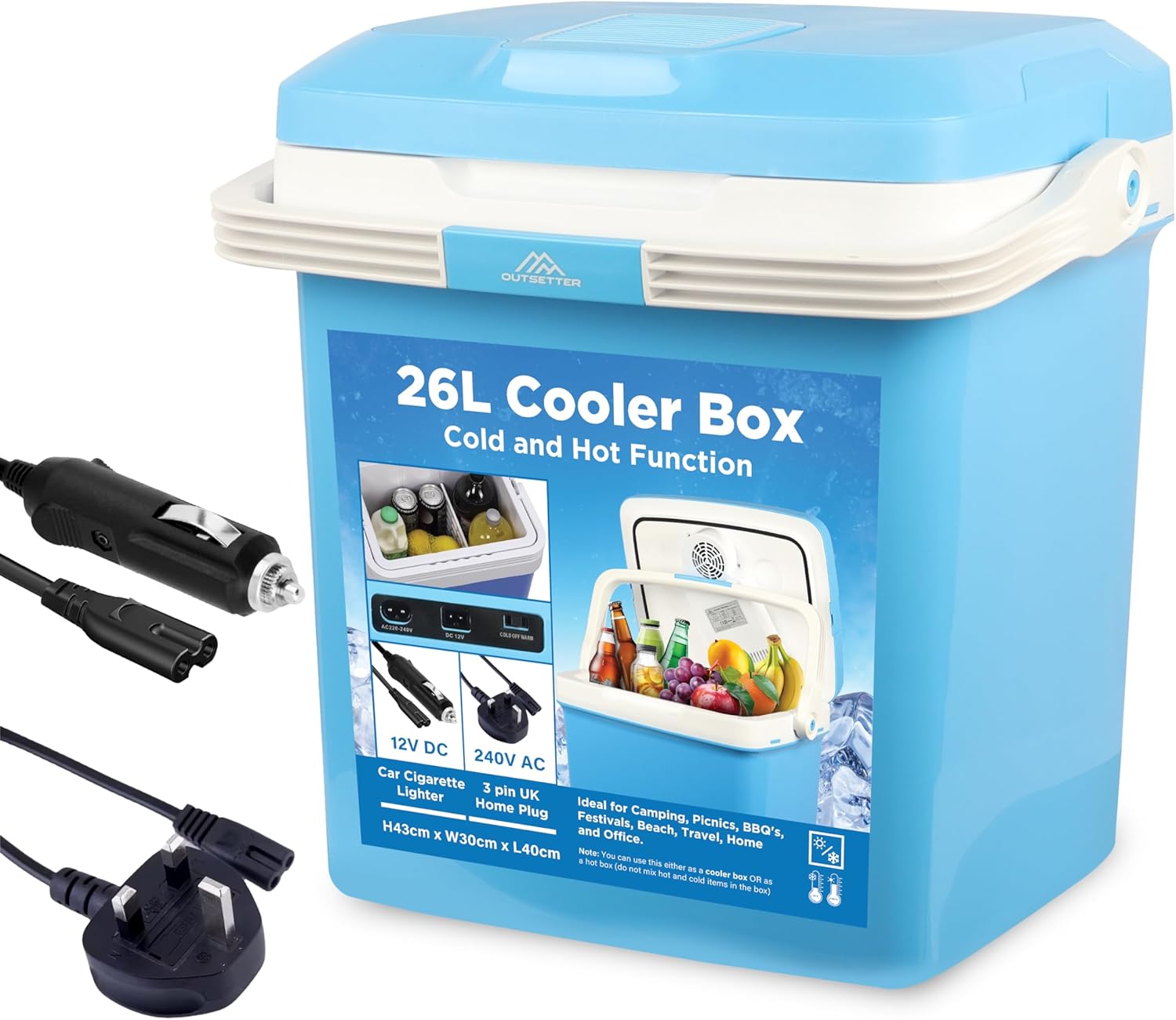 26L Electric Cooler Box Power 12V Car Cigarette Lighter Cool Fridge Camping