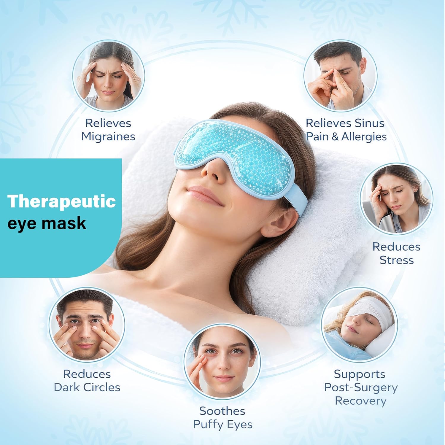 Gel Beads Eye Mask Hot Cold Therapy Puffy Eyes Migraine Sinus Relief Dark Circle