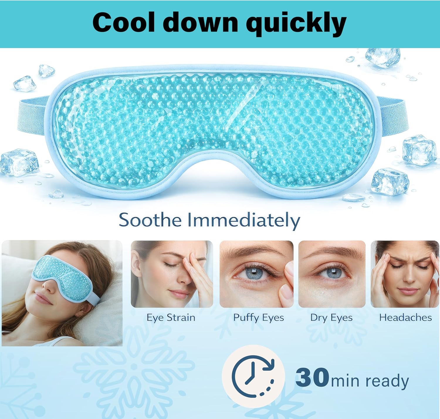 Gel Beads Eye Mask Hot Cold Therapy Puffy Eyes Migraine Sinus Relief Dark Circle