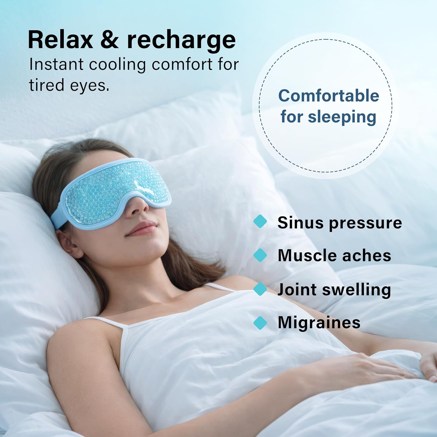 Gel Beads Eye Mask Hot Cold Therapy Puffy Eyes Migraine Sinus Relief Dark Circle