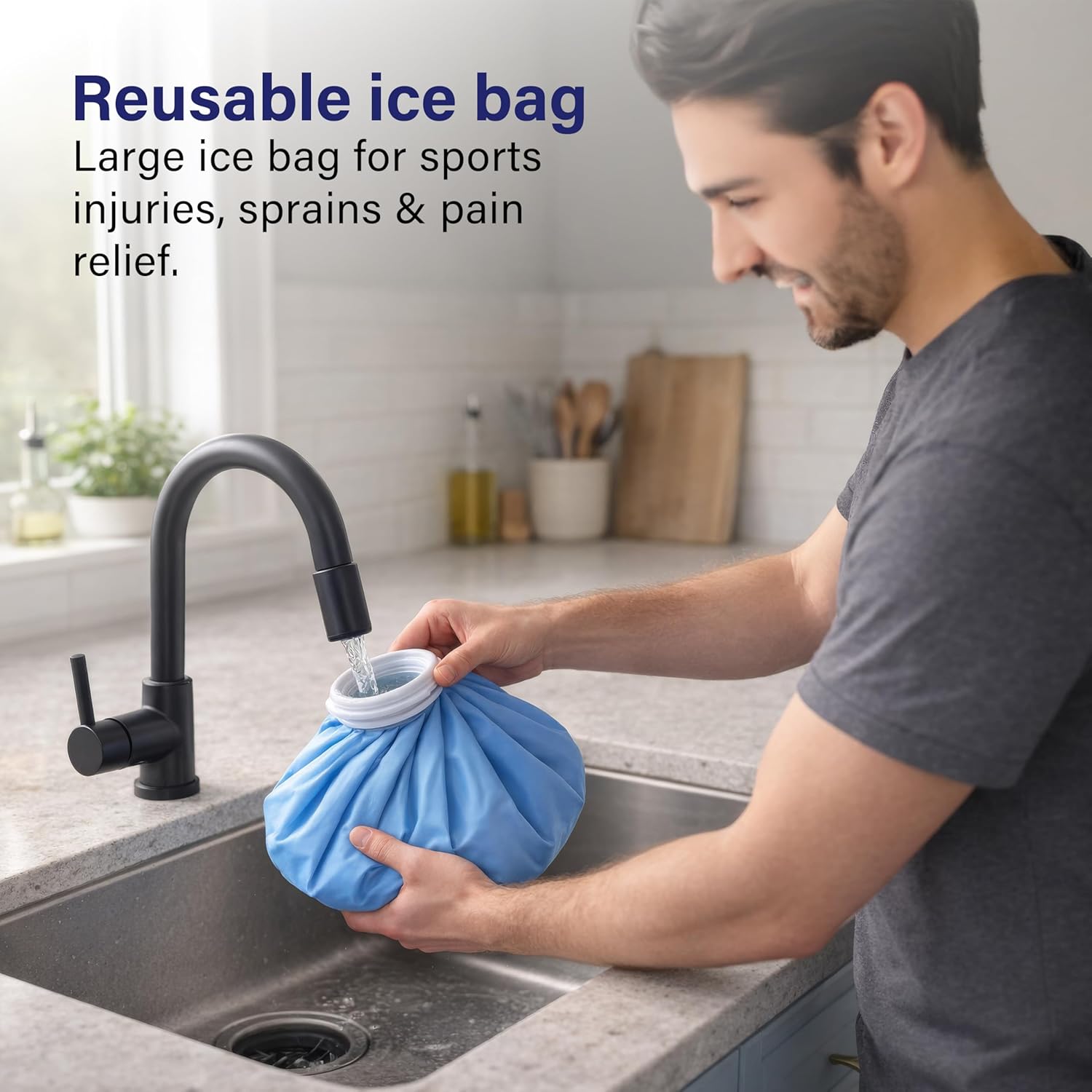 Reusable Ice Hot Water Bag Soft Flexible Sports Injury Pain Relief Leak Proof