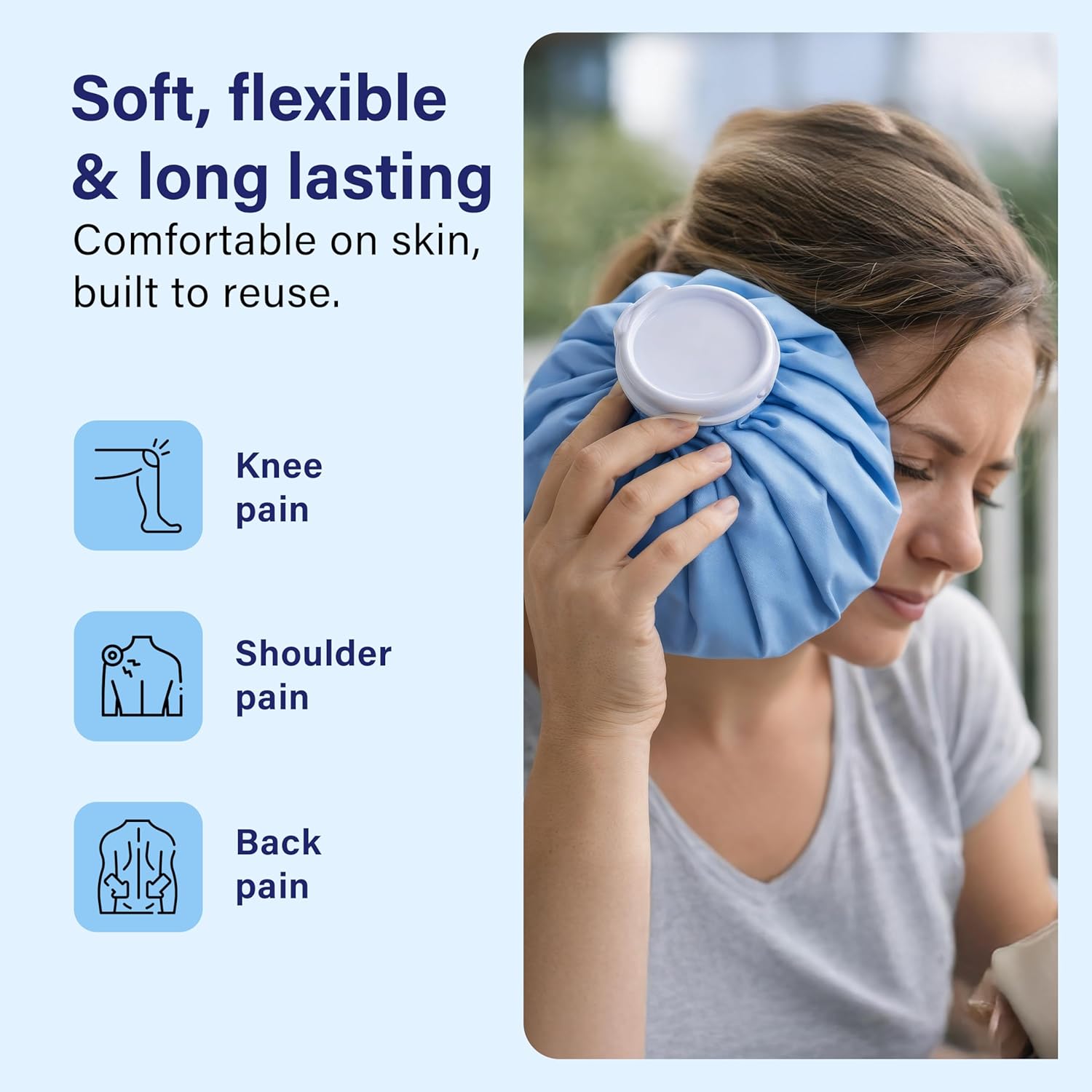 Reusable Ice Hot Water Bag Soft Flexible Sports Injury Pain Relief Leak Proof