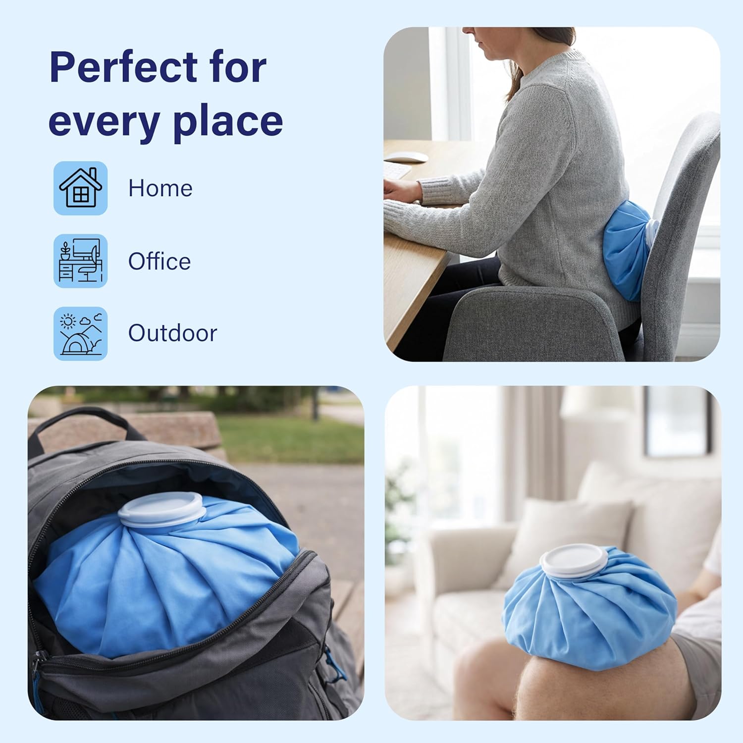 Reusable Ice Hot Water Bag Soft Flexible Sports Injury Pain Relief Leak Proof