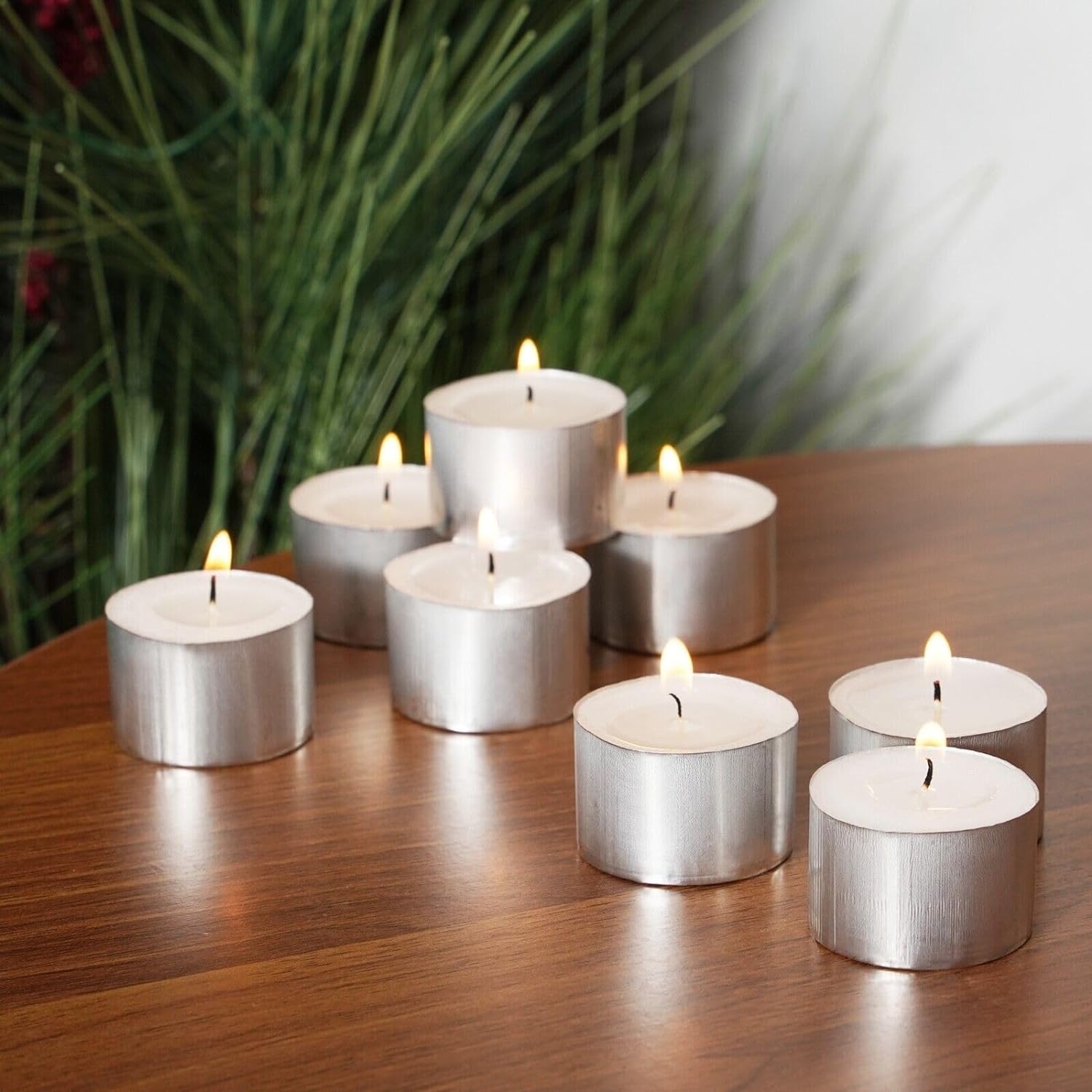 8 Hour Tealight Unscented Long Burning Candles White Night Light Wedding Decor