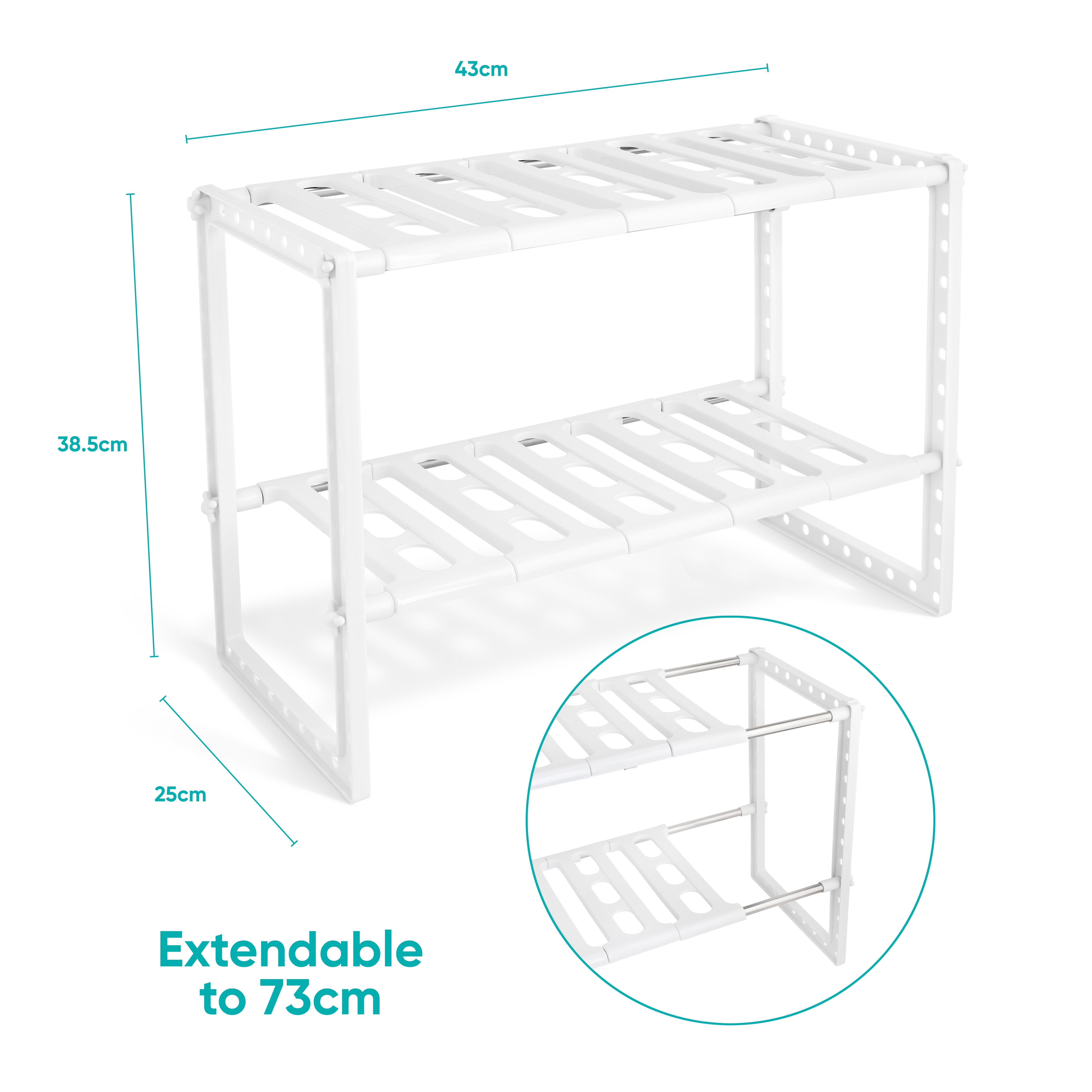 Extendable Sink Shelf 2 Tier Adjustable Under Sink Rack Storage Organiser Bath