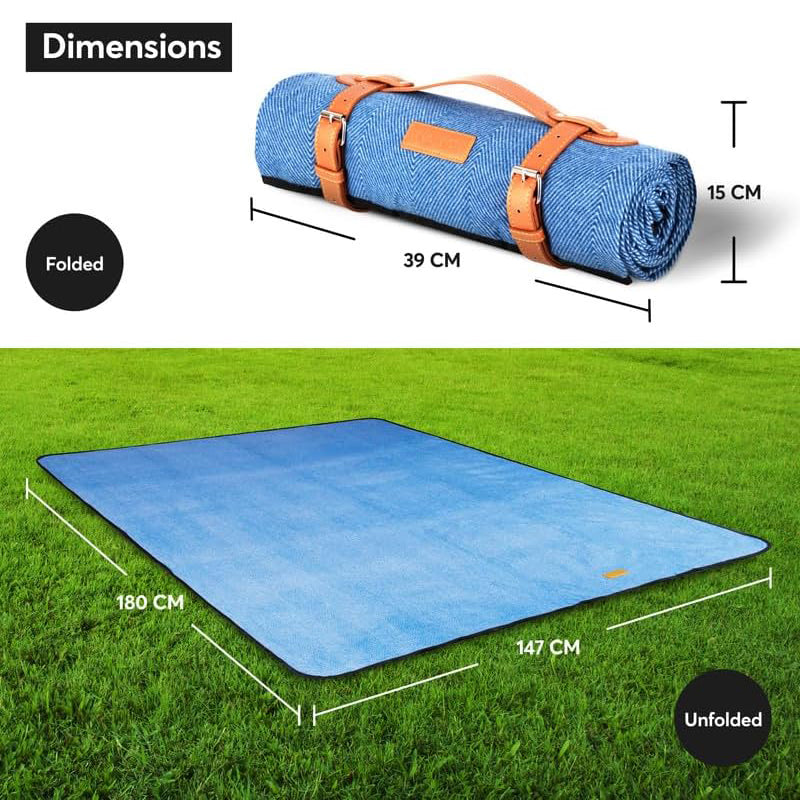 Picnic Blanket Outdoor Rug Mat Waterproof Backing Sand Proof Camping 147x180cm