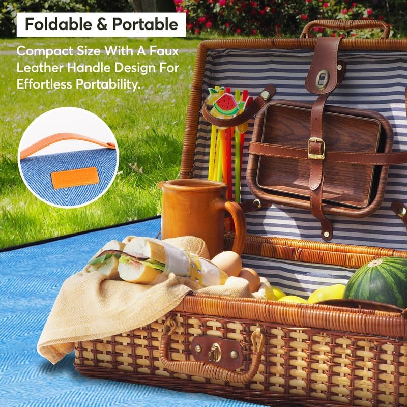 Picnic Blanket Outdoor Rug Mat Waterproof Backing Sand Proof Camping 147x180cm