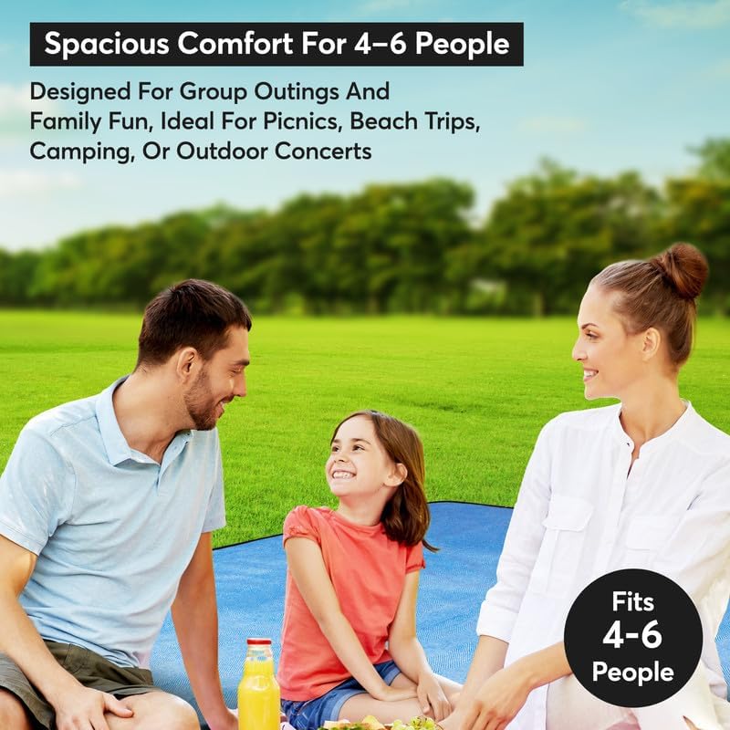 Picnic Blanket Outdoor Rug Mat Waterproof Backing Sand Proof Camping 147x180cm