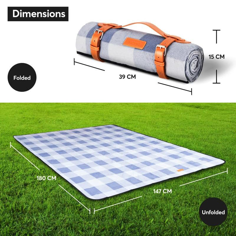 Picnic Blanket Outdoor Rug Mat Waterproof Backing Sand Proof Camping 147x180cm