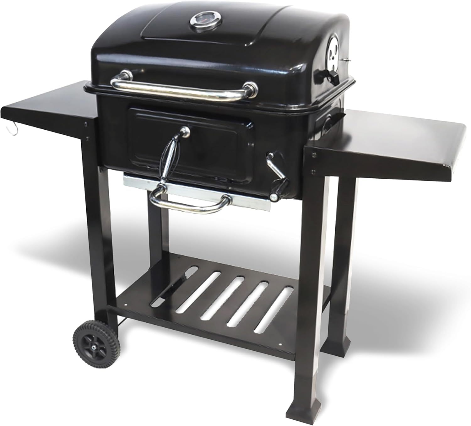 Barbecue Grill Large Portable Charcoal BBQ Smoker Side Table Adjustable Wheels