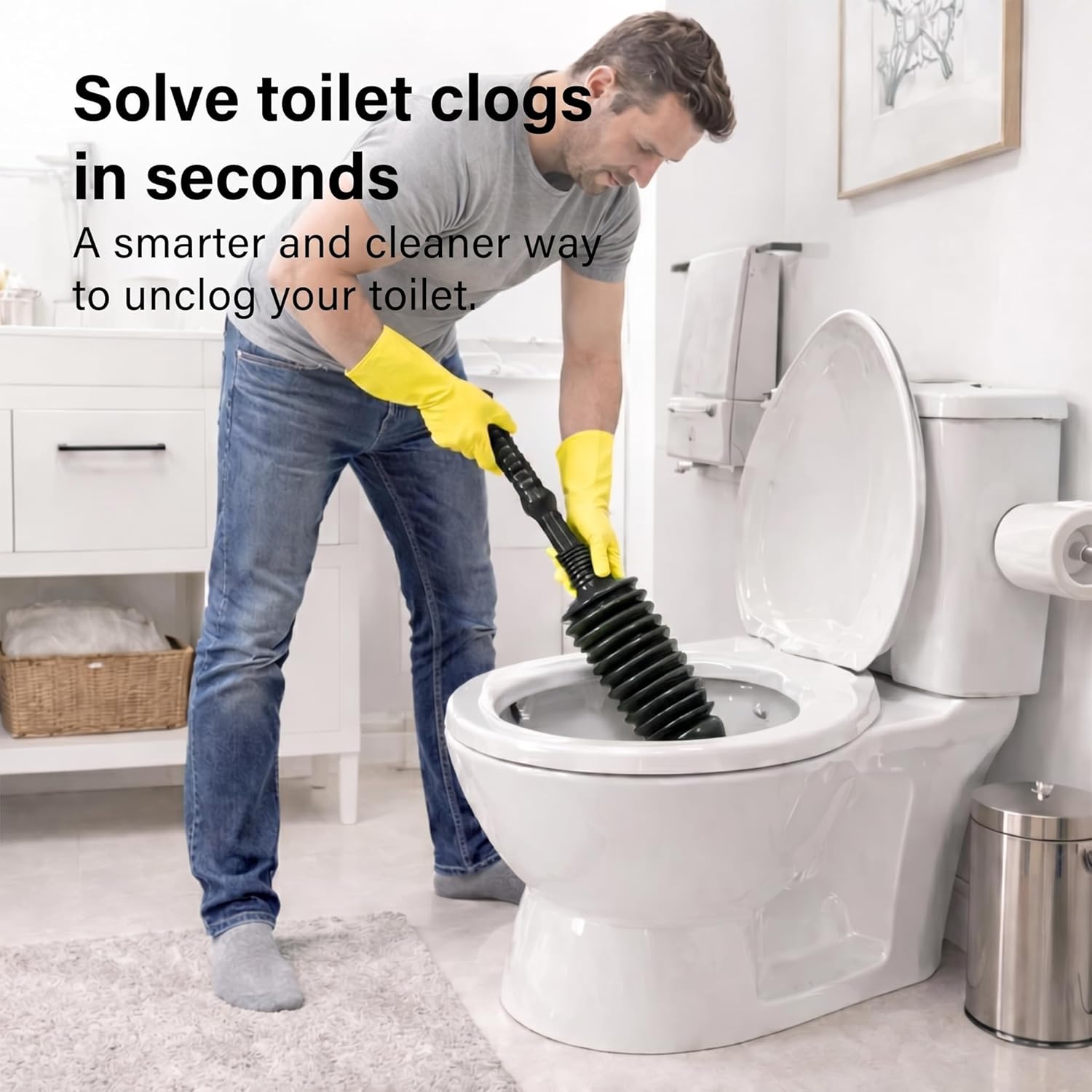 Heavy Duty Powerful Toilet Drain Sink Plunger Suction Tool Unblocking Flexible