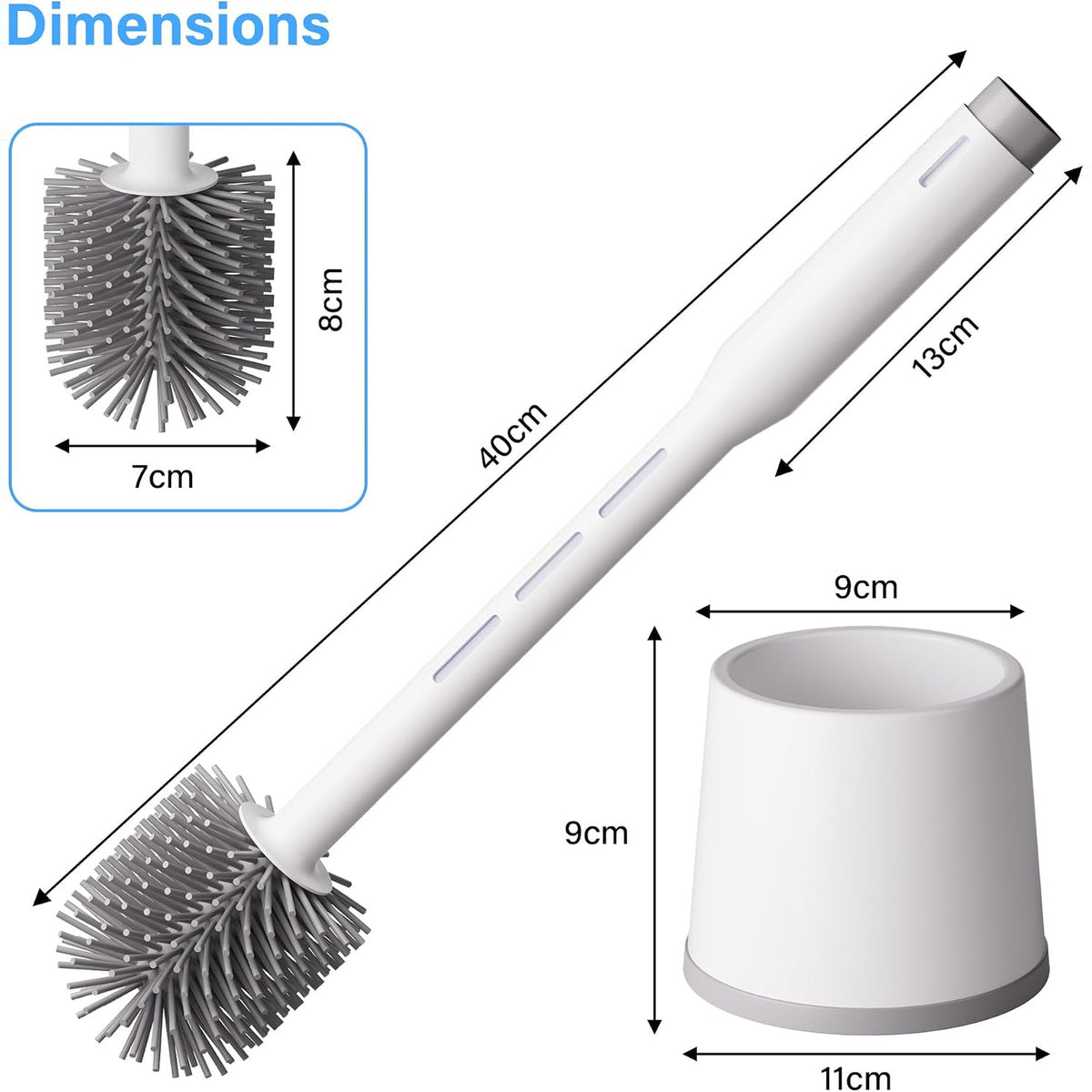 Toilet Brush and Holder Set Quick Drying Deep Cleaning Bathroom Toilet Cleaner