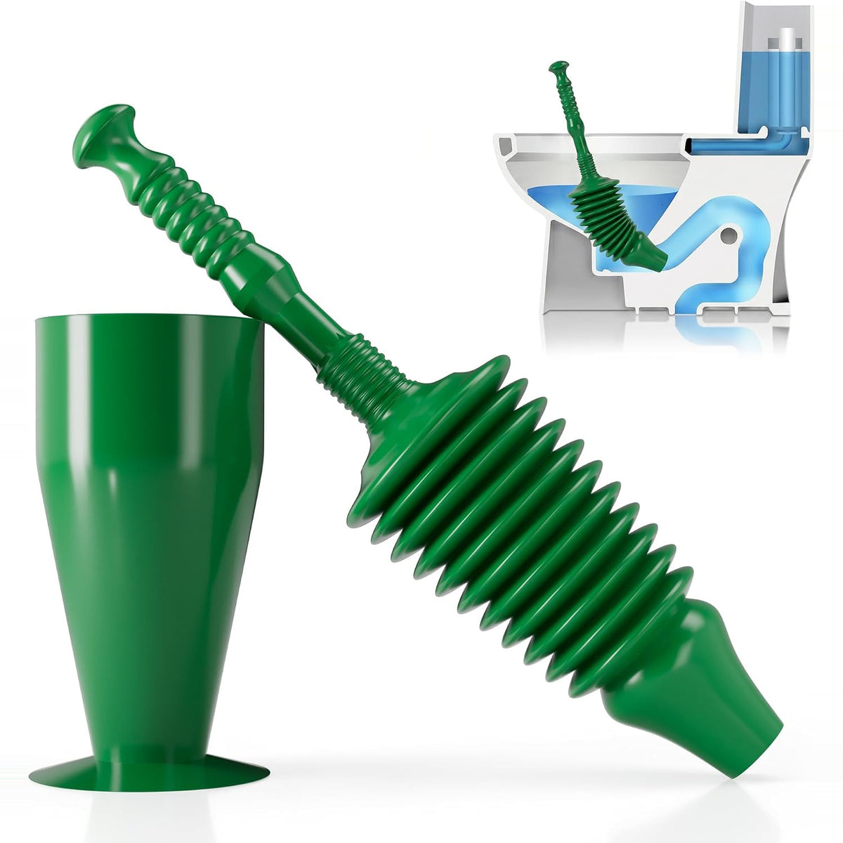 Heavy Duty Toilet Plunger with Holder Flexible Unblocker Suction Clog Remover