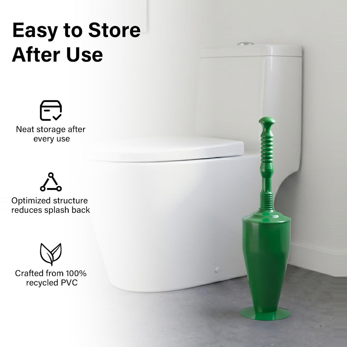 Heavy Duty Toilet Plunger with Holder Flexible Unblocker Suction Clog Remover