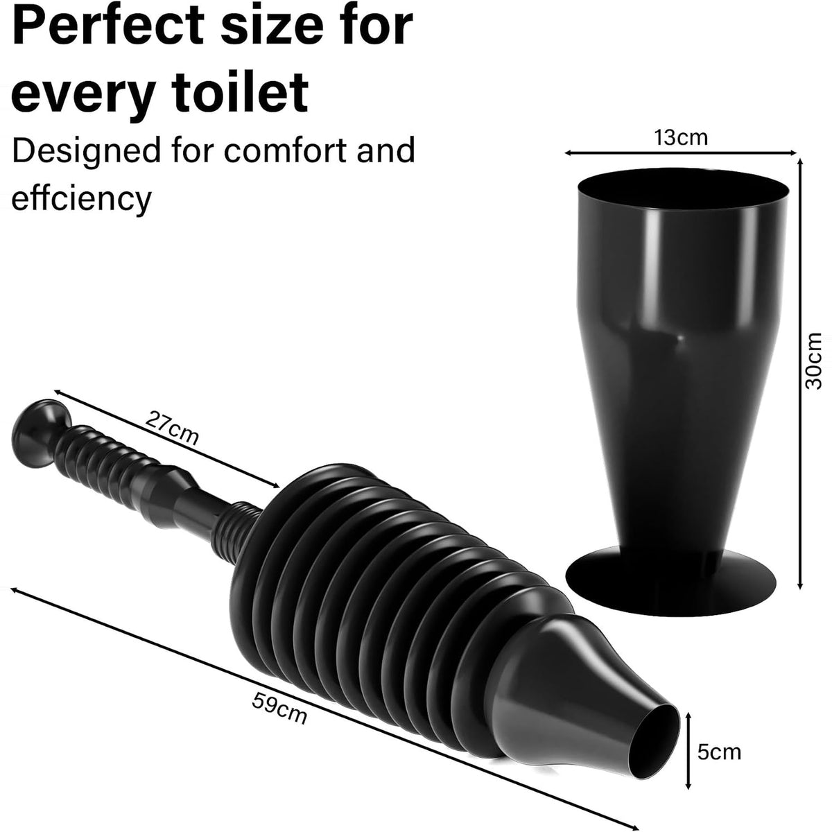 Heavy Duty Toilet Plunger with Holder Flexible Unblocker Suction Clog Remover
