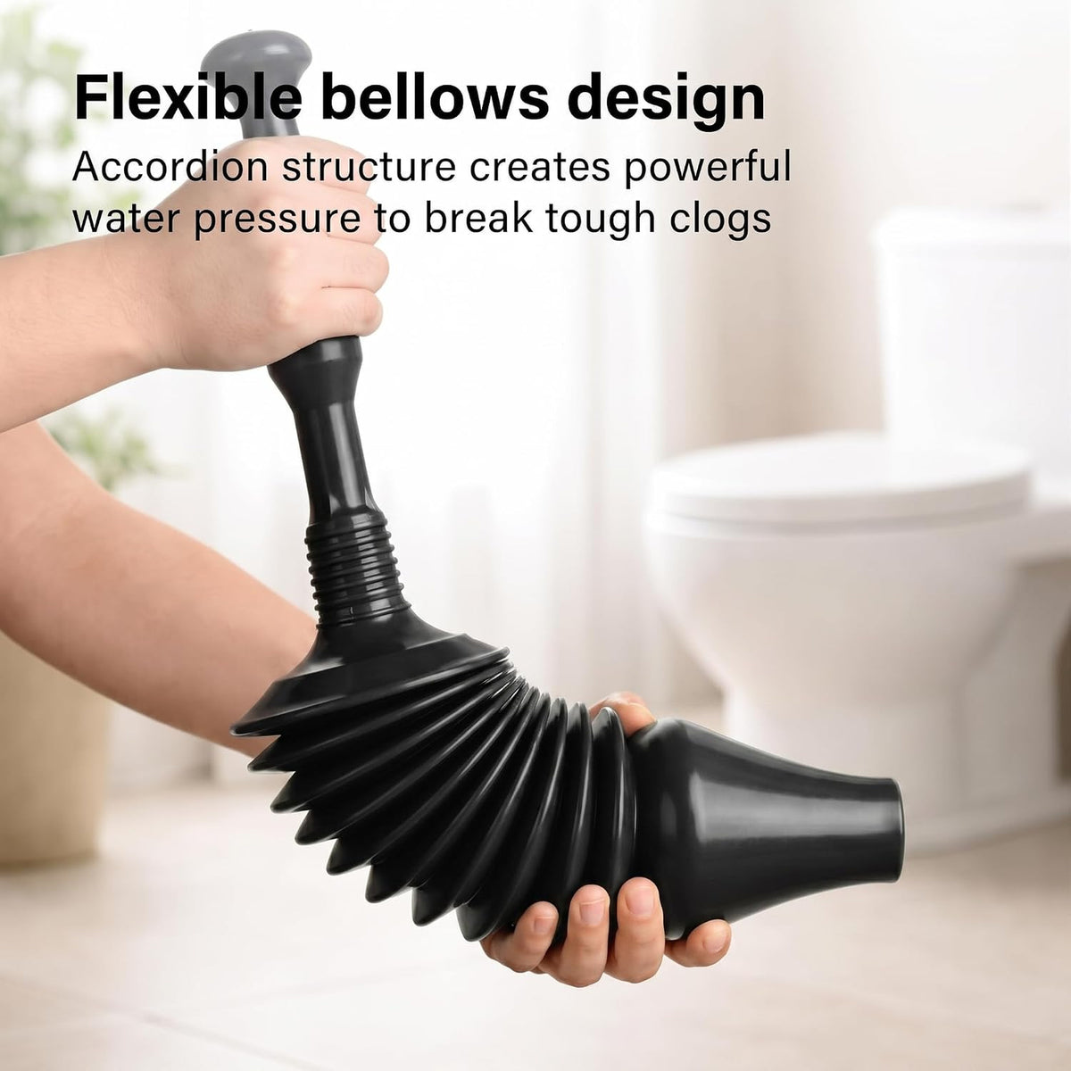 Heavy Duty Toilet Plunger with Holder Flexible Unblocker Suction Clog Remover