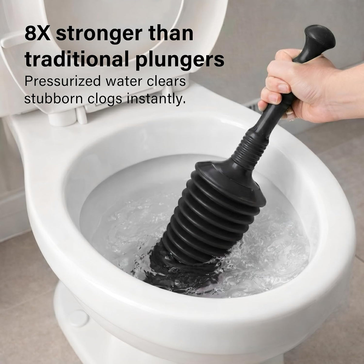 Heavy Duty Toilet Plunger with Holder Flexible Unblocker Suction Clog Remover