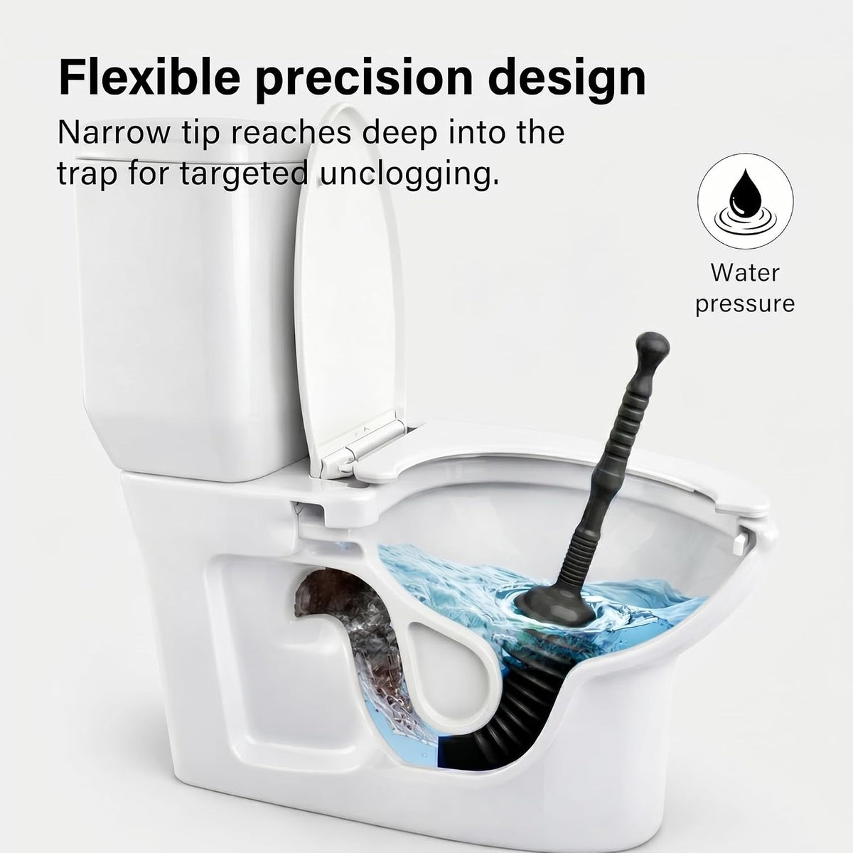 Heavy Duty Toilet Plunger with Holder Flexible Unblocker Suction Clog Remover