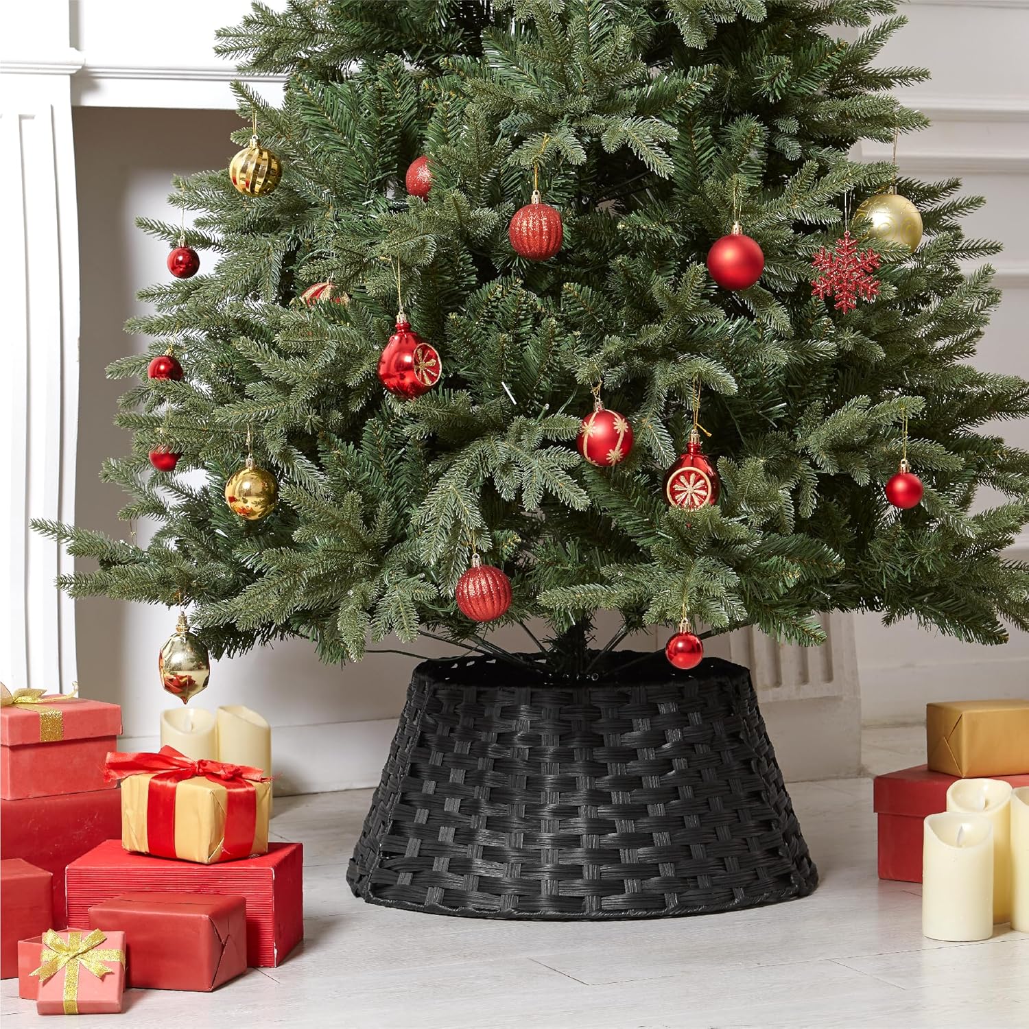Wicker Christmas Tree Skirt Base Rattan Basket Ideal for Trees upto 7ft Support