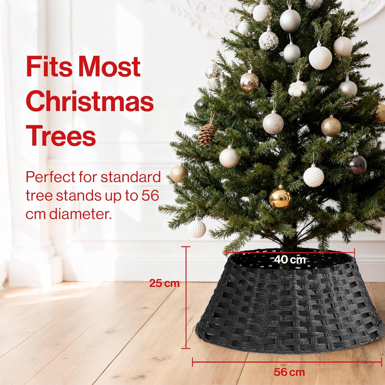 Wicker Christmas Tree Skirt Base Rattan Basket Ideal for Trees upto 7ft Support