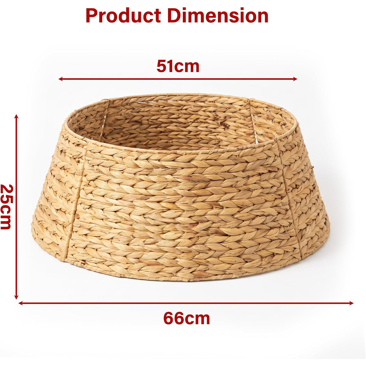 Woven Christmas Tree Skirt Straw Rope Base Cover Collar 4 Piece Folding Decor