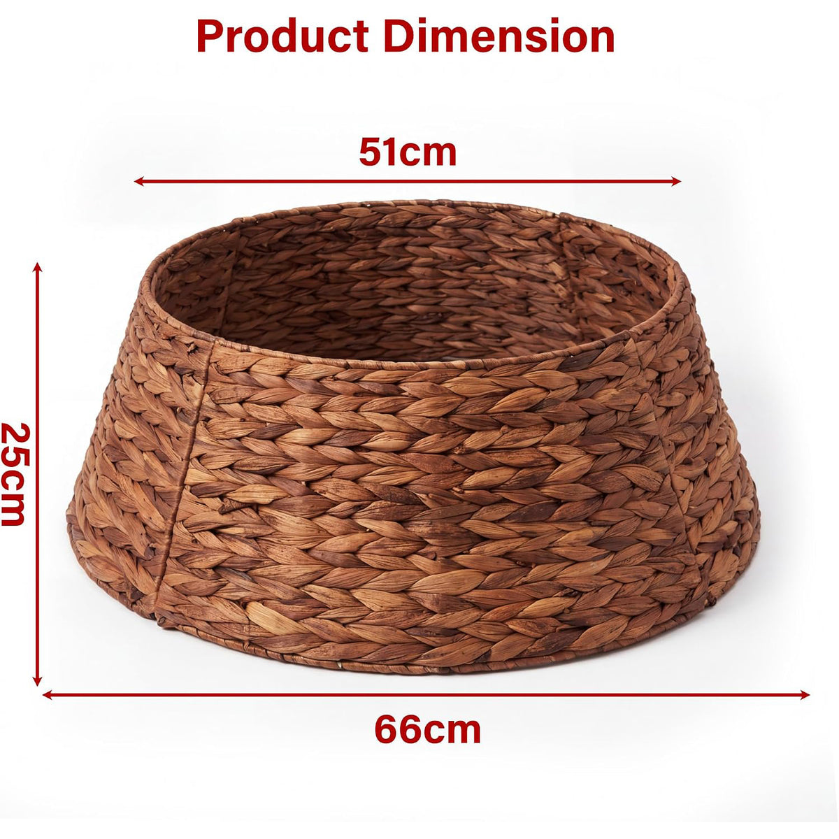 Woven Christmas Tree Skirt Straw Rope Base Cover Collar 4 Piece Folding Decor