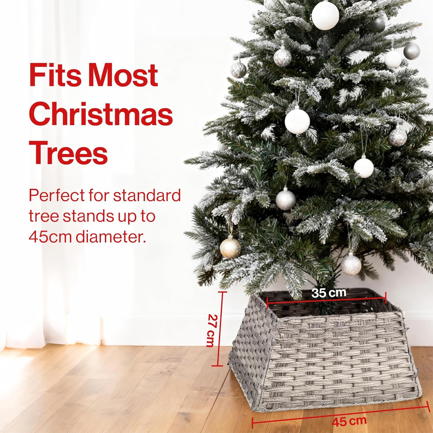 Wicker Christmas Tree Skirt Base Rattan Basket Ideal for Trees upto 7ft Support