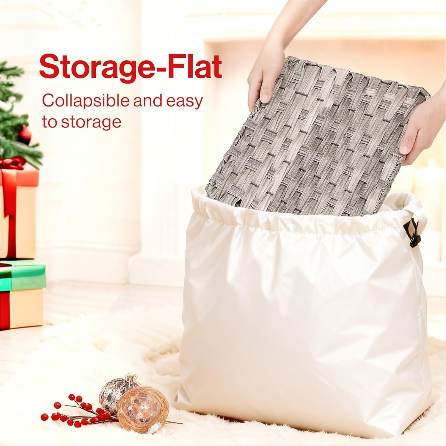 Wicker Christmas Tree Skirt Base Rattan Basket Ideal for Trees upto 7ft Support
