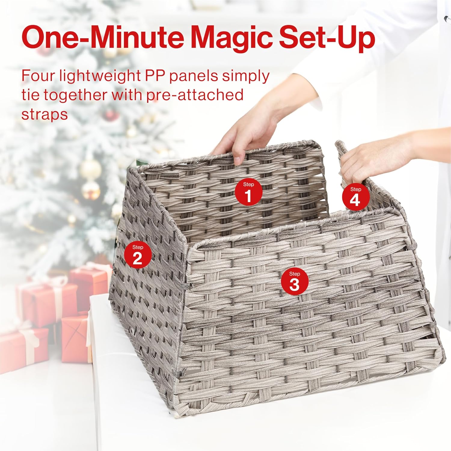 Wicker Christmas Tree Skirt Base Rattan Basket Ideal for Trees upto 7ft Support