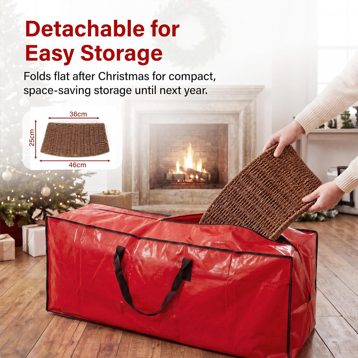 Woven Christmas Tree Skirt Collar Natural Rattan Artificial Xmas Trees Decor