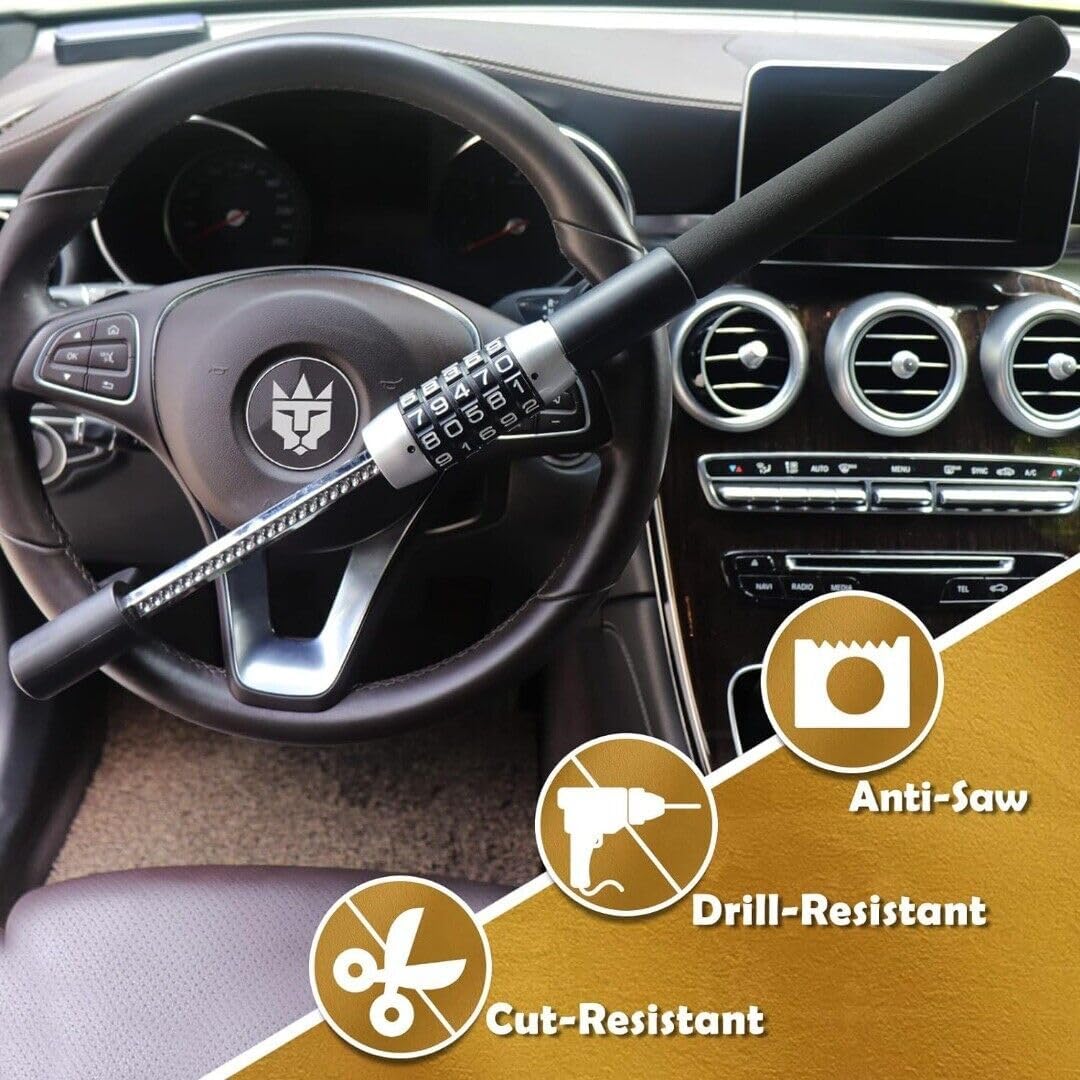 Steering Wheel Heavy Duty Lock 5 Coded Combination Universal Security Device