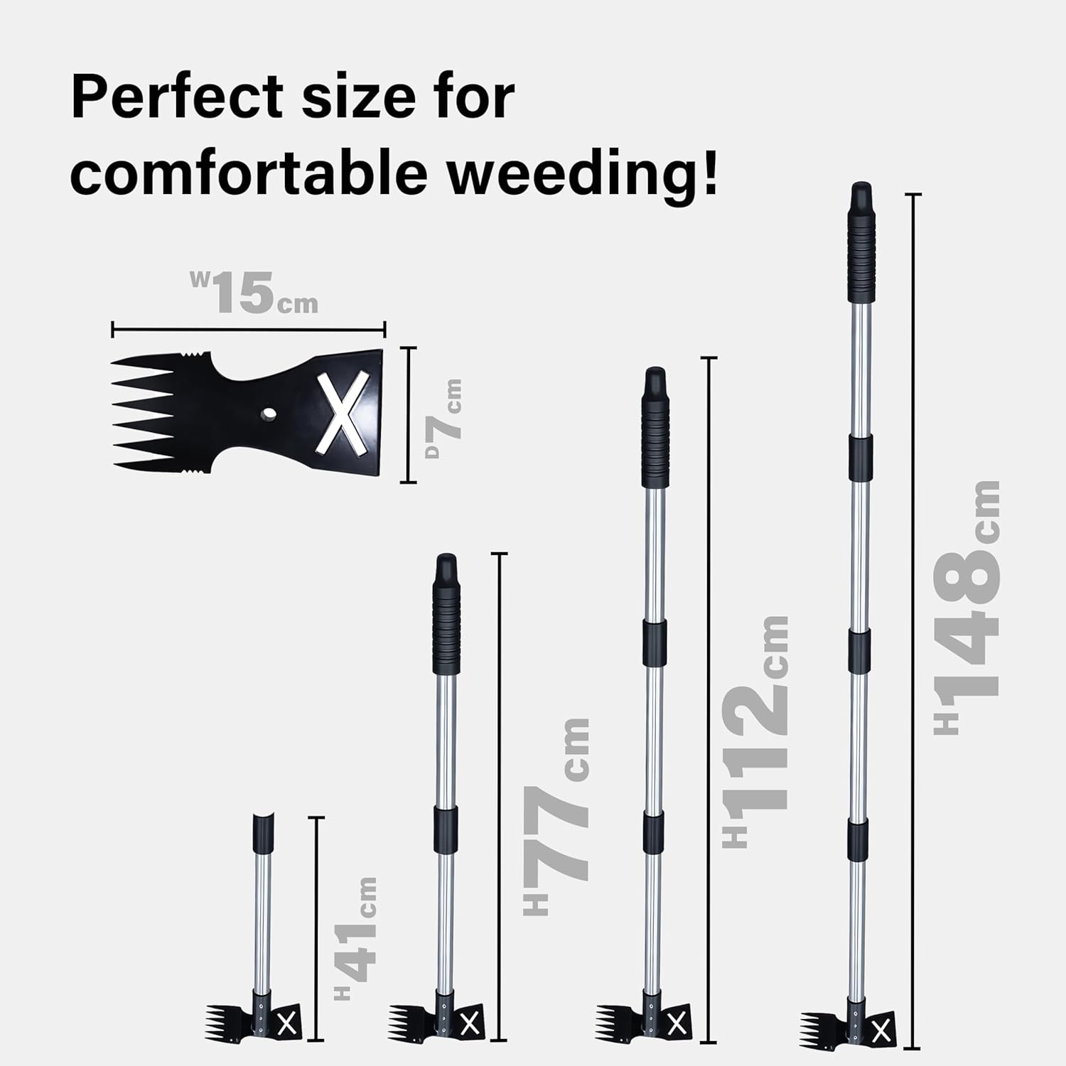 Weed Puller Tool Long Handle 2-in-1 Gardening Gloves Weeder Rake Garden Hoe