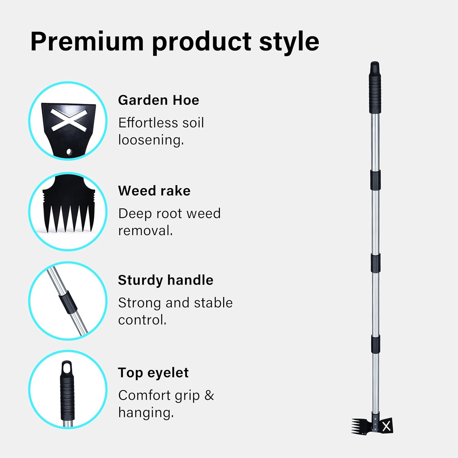 Weed Puller Tool Long Handle 2-in-1 Gardening Gloves Weeder Rake Garden Hoe