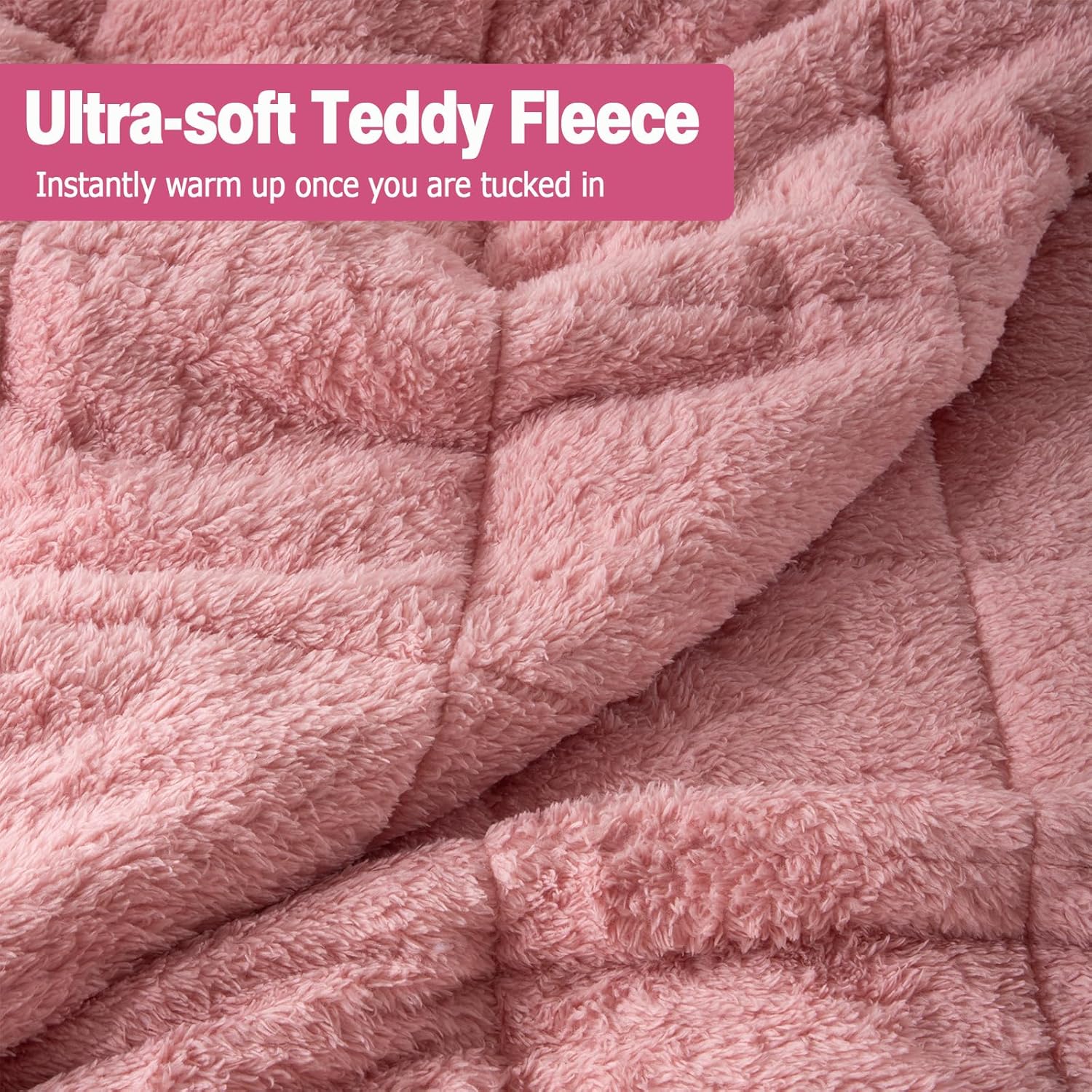 Teddy Fleece Weighted Blanket Quilted Sherpa Throw Deep Sleep Therapy Relax