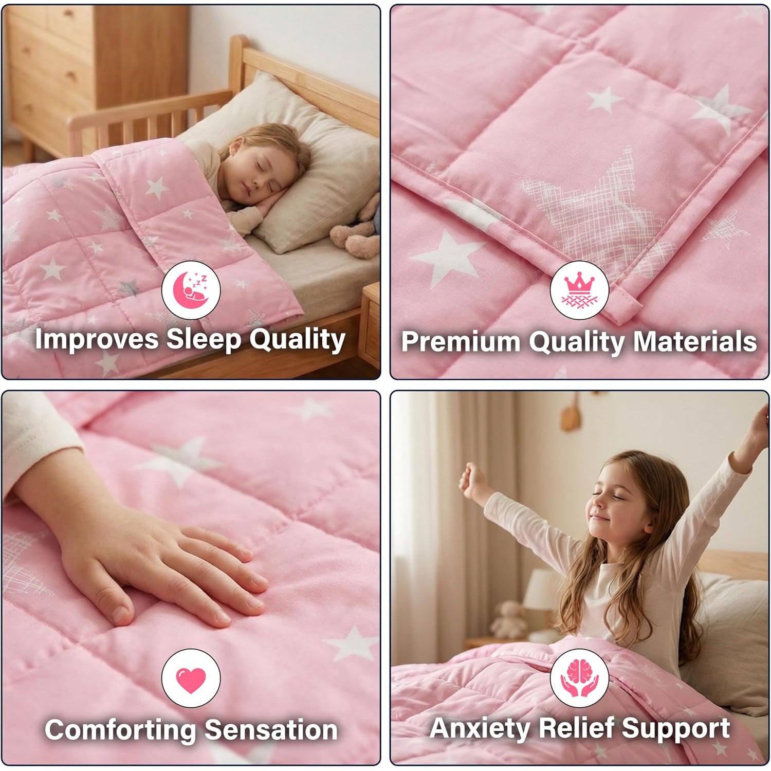 Weighted Blanket Fluffy Quilted Pocket Throw with Non-Toxic Glass Beads Insomnia