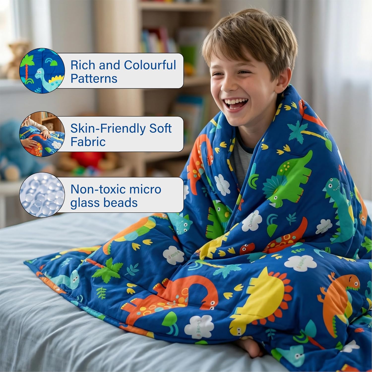 Weighted Blanket Fluffy Quilted Pocket Throw with Non-Toxic Glass Beads Insomnia