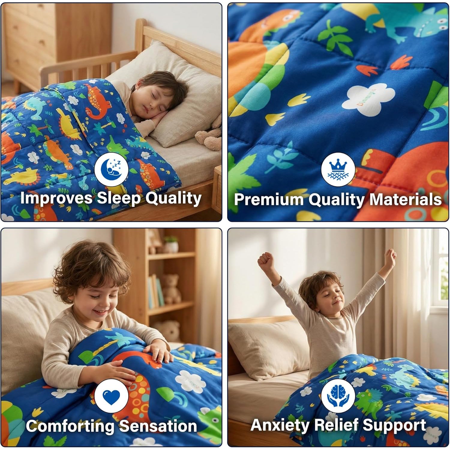 Weighted Blanket Fluffy Quilted Pocket Throw with Non-Toxic Glass Beads Insomnia