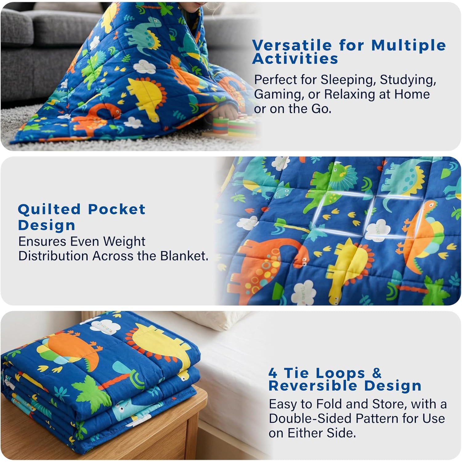 Weighted Blanket Fluffy Quilted Pocket Throw with Non-Toxic Glass Beads Insomnia